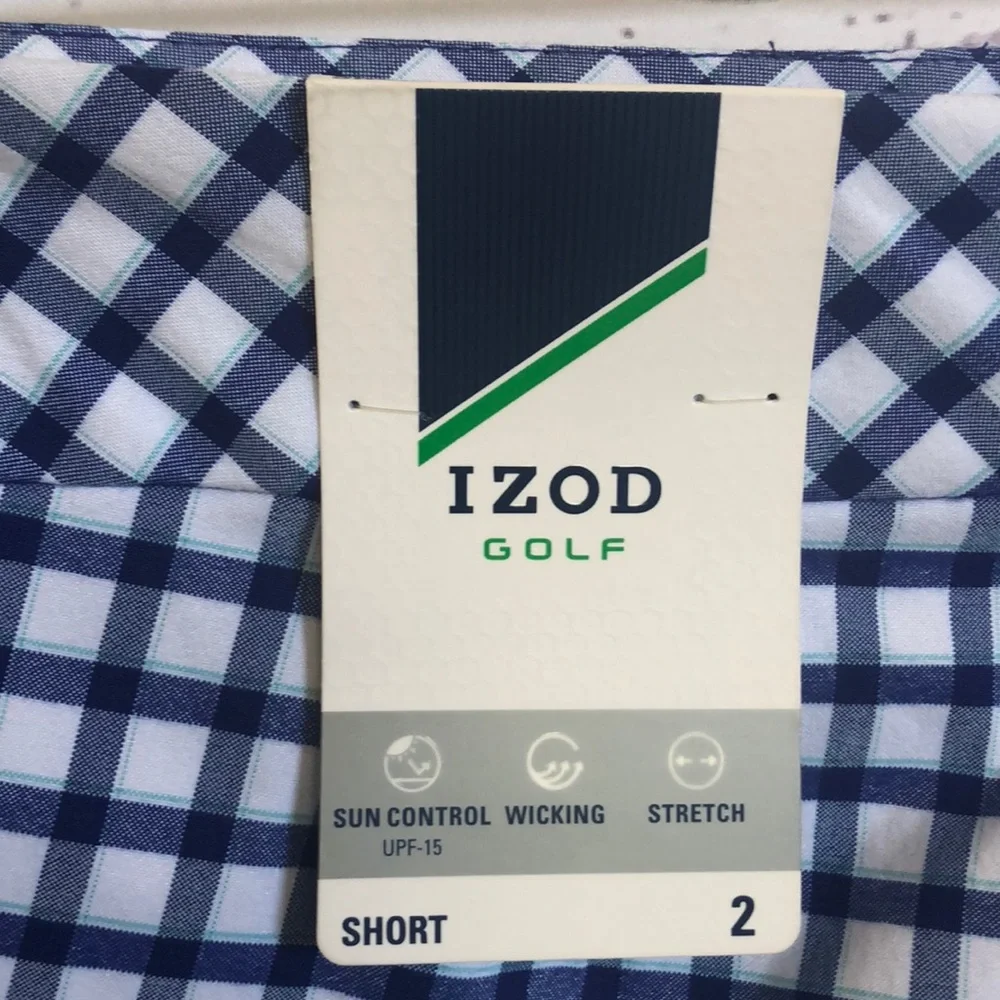 NWT IZOD GOLF ladies‎ blue plaid women’s shorts